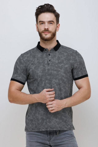 Men's Half Sleeves Polo Neck Neck Slim Fit Black T-shirt