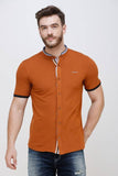 Men's Tan Half Sleeve Casual Luxury Shirt colvynharris