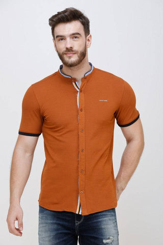 Men's Tan Half Sleeve Casual Luxury Shirt colvynharris