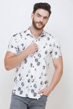 Men's White Short Sleeve Printed Shirt