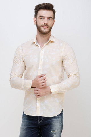Men's Cream Full Sleeve Luxury Shirt