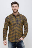 Men's Mustard Slim Fit Checkered Luxury Shirt