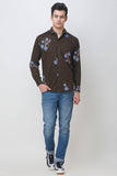 Men's Dark Green Floral Print Slim Fit Luxury Shirt colvynharris