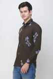 Men's Dark Green Floral Print Slim Fit Luxury Shirt colvynharris