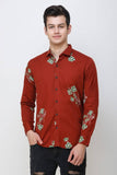 Men's Maroon Floral Print Slim Fit Luxury Shirt
