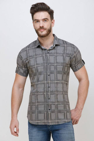 Men's Dark Grey Half Sleeve Luxury Shirt