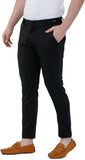 Black Lycra Blend Slim Fit Trousers colvynharris