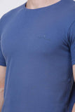 Men's Half Sleeves Round Neck Slim Fit Blue T-shirt colvynharris