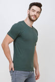 Men's Half Sleeves Round Neck Slim Fit Olive T-shirt colvynharris