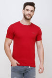 Men's Half Sleeves Round Neck Slim Fit Maroon T-shirt