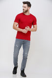 Men's Half Sleeves Round Neck Slim Fit Maroon T-shirt colvynharris