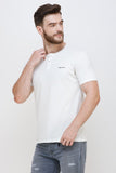 Men's Half Sleeves Round Neck Slim Fit Off White T-shirt