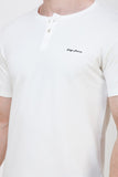 Men's Half Sleeves Round Neck Slim Fit Off White T-shirt