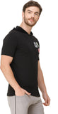 Men's Half Sleeves Hooded Slim Fit Black T-Shirt colvynharris