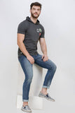 Men's Half Sleeves Hoodie Neck Slim Fit Dark Grey T-shirt colvynharris