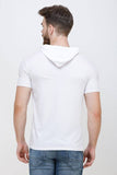 Men's Half Sleeves Hoodie Neck Slim Fit White T-shirt colvynharris