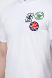 Men's Half Sleeves Hoodie Neck Slim Fit White T-shirt