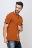 Men's Tan Half Sleeve Casual Luxury Shirt