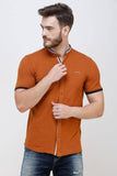 Men's Tan Half Sleeve Casual Luxury Shirt