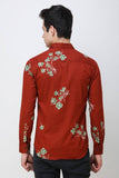 Men's Maroon Floral Print Slim Fit Luxury Shirt