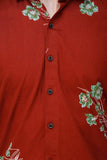 Men's Maroon Floral Print Slim Fit Luxury Shirt