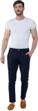 Navy Blue Lycra Blend Slim Fit Trousers