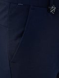 Navy Blue Lycra Blend Slim Fit Trousers