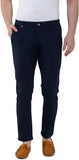 Navy Blue Lycra Blend Slim Fit Trousers