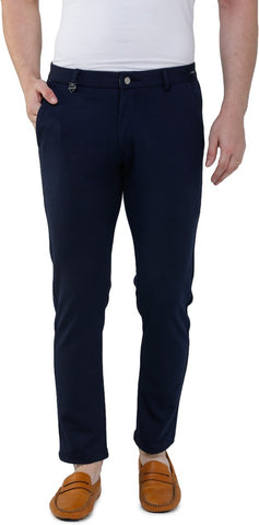 Navy Blue Lycra Blend Slim Fit Trousers