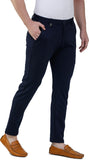 Navy Blue Lycra Blend Slim Fit Trousers colvynharris