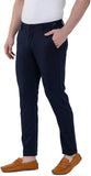 Navy Blue Lycra Blend Slim Fit Trousers