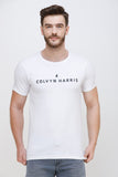 Men's Half Sleeves Round Neck Slim Fit White T-shirt colvynharris