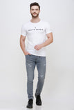 Men's Half Sleeves Round Neck Slim Fit White T-shirt colvynharris