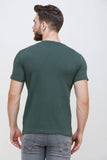 Men's Half Sleeves Round Neck Slim Fit Olive T-shirt