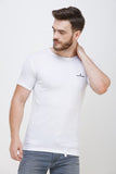 Men's Half Sleeves Round Neck Slim Fit White T-shirt