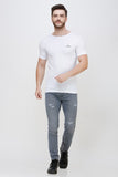 Men's Half Sleeves Round Neck Slim Fit White T-shirt