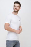 Men's Half Sleeves Round Neck Slim Fit White T-shirt colvynharris