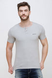 Men's Half Sleeves Round Neck Slim Fit Light Grey T-shirt