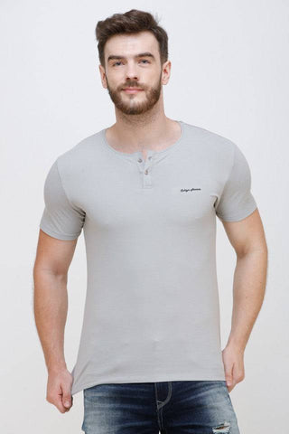 Men's Half Sleeves Round Neck Slim Fit Light Grey T-shirt