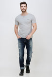 Men's Half Sleeves Round Neck Slim Fit Light Grey T-shirt