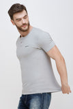 Men's Half Sleeves Round Neck Slim Fit Light Grey T-shirt colvynharris