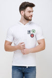 Men's Half Sleeves Hoodie Neck Slim Fit White T-shirt colvynharris