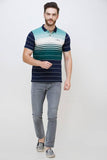 Men's Half Sleeves Polo Neck Neck Slim Fit Green T-shirt