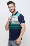 Men's Half Sleeves Polo Neck Neck Slim Fit Green T-shirt