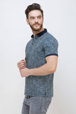 Men's Half Sleeves Polo Neck Neck Slim Fit Blue T-shirt